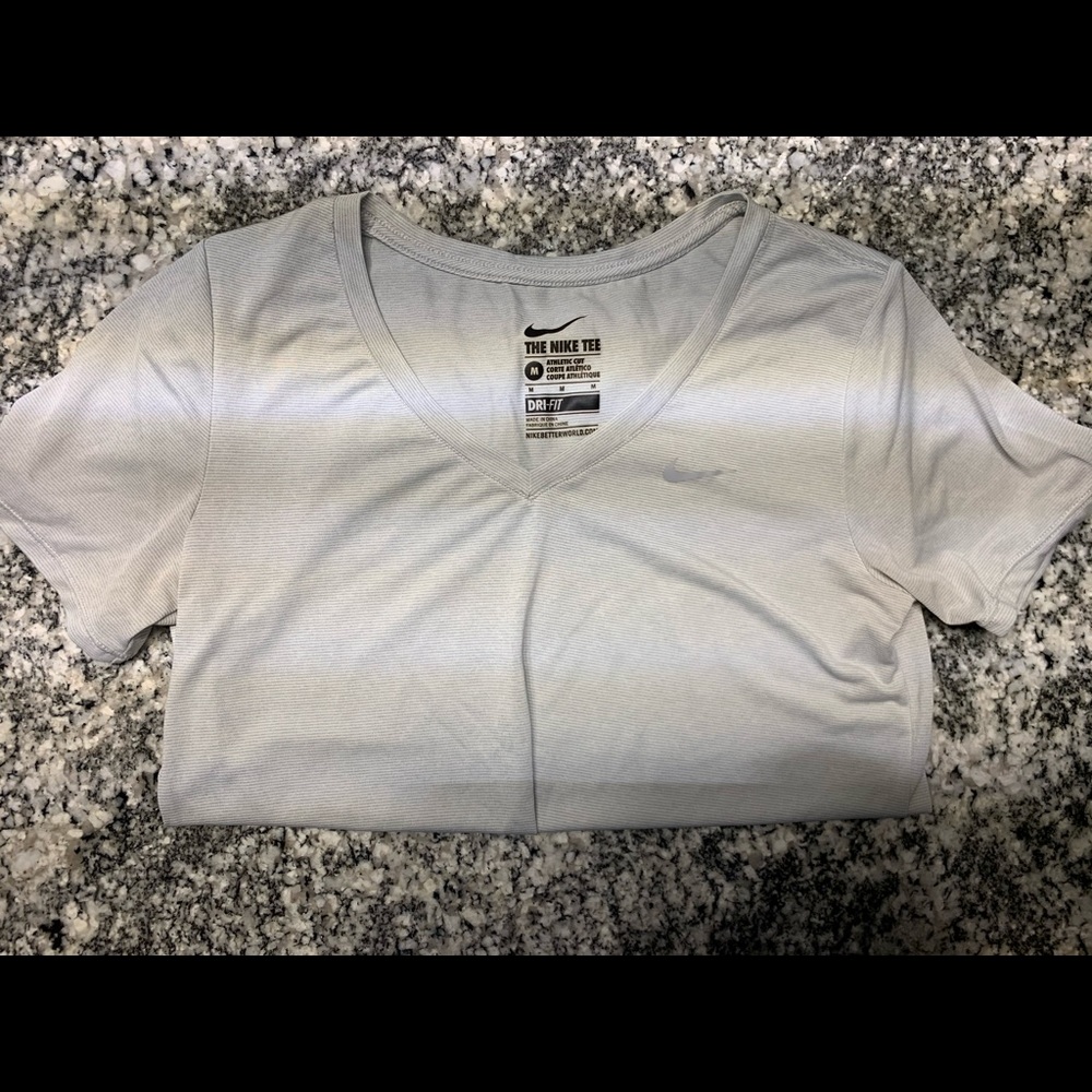 gray striped nike vneck